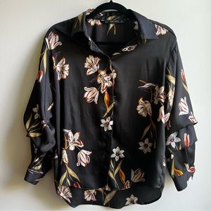 Zara Black Floral Blouse